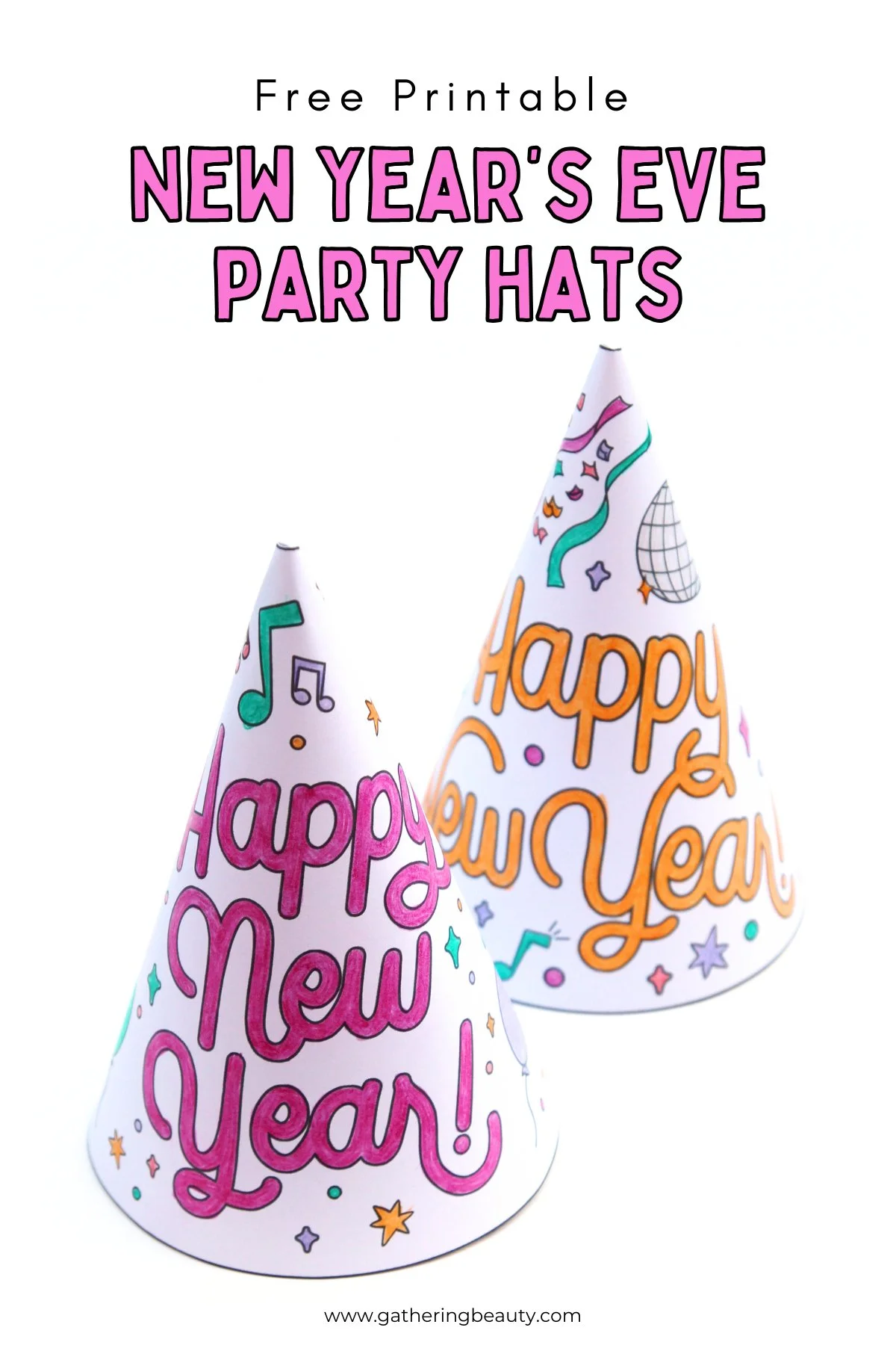 free printable new year's party hats — gathering beauty